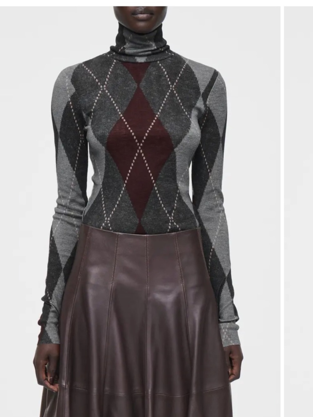 COS Argyle Wool Turtleneck Sweater